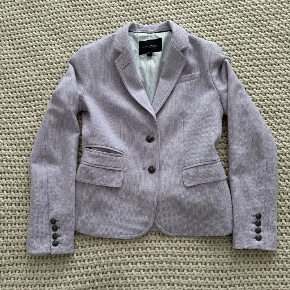 Banana Republic Classic-Fit Lilac Chevron Wool Blend Blazer Size 0